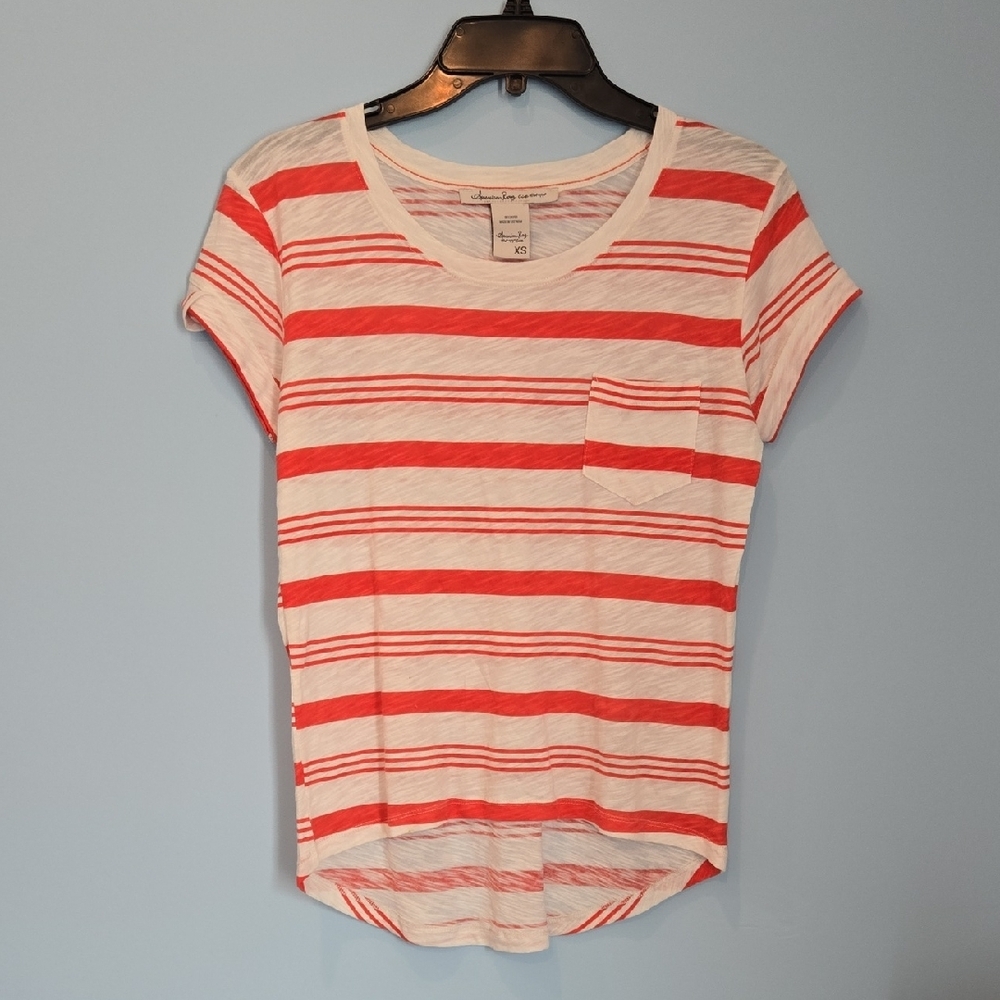American Rag Cie Women's Striped Red and White Top XS